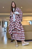 Roberta Plaid Brushed Cotton Drape Cape Amber